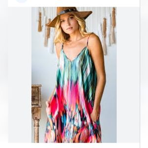 Multi color slip dress with pockets